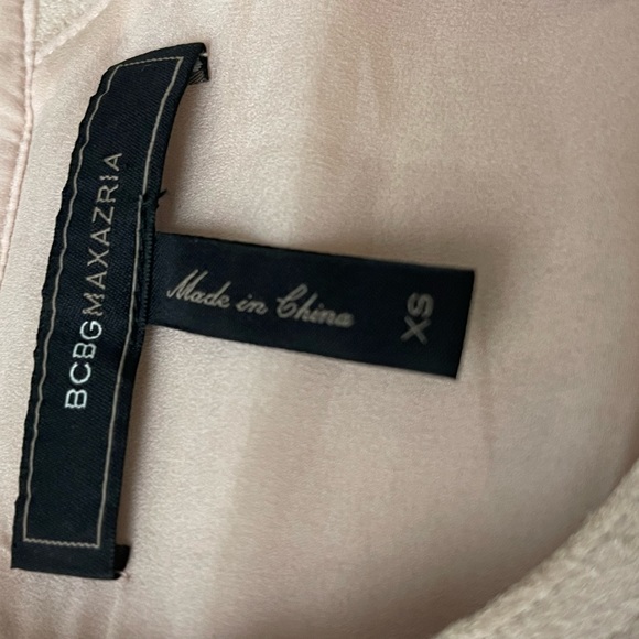 BCBG light pink/ cream long sleeves suede mini dress. Peep hole in the front. - Picture 8 of 8